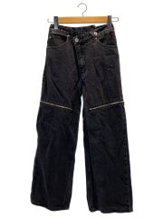 画像：Side Slash Denim Pants/ワイドパンツ/M/コットン/BLK/21222465106