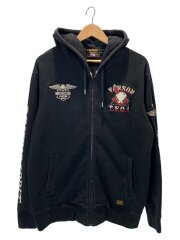 画像：ジップパーカー/XL/コットン/BLK