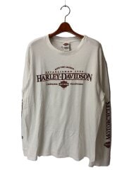 画像：シミ汚れ/袖プリント/長袖Tシャツ/L/コットン/WHT