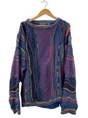 画像：90s/3Dニット/セーター/XL/コットン/マルチカラー/総柄