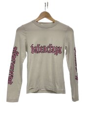 画像：Black Letter Script Fitted L/S T-shirt/長袖Tシャツ/M/コットン/WHT