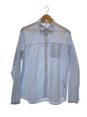 画像：GAR L/S Shirt/長袖シャツ/S/ポリエステル/BLU/ストライプ/NR12665
