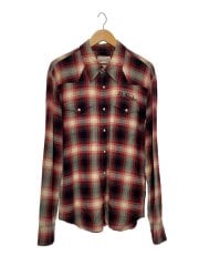 画像：ウエスタンシャツ/オンブレチェック/XL/レーヨン/RED