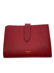 画像：2つ折り財布/レザー/RED/無地/レディース/u-pb-0189