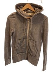 画像：ジップパーカー/S/コットン/グレイ/無地