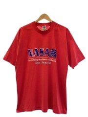 画像：Tシャツ/XXL/コットン/レッド/プリント/NASA/袖口シミ有