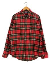 画像：長袖シャツ/XL/コットン/RED/タータンCK/1033382ZIGL//