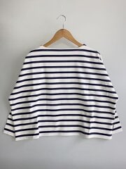 画像：リンボートネックシャツ/長袖Tシャツ/S/コットン/WHT/ストライプ/L251OSJPO0344JA