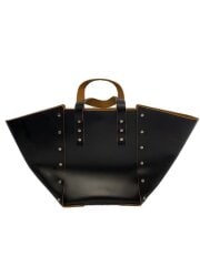 画像：assemble hand bag wide M/アセンブルハンドバッグワイドM/牛革/BLK