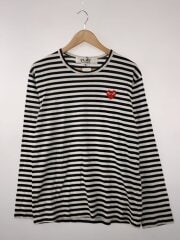 画像：長袖Tシャツ/M/コットン/WHT/ストライプ/AX-T164//