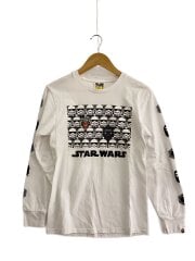 画像：長袖Tシャツ/S/コットン/WHT/プリント/002LTF73192//