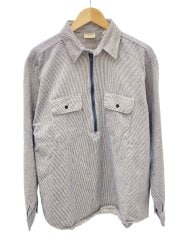 画像：90s/ヒッコリー/長袖シャツ/L/コットン/WHT/ストライプ