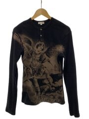 画像：V.HENRY NECK L/S/ヘンリーネックカットソー/M/コットン/BLK