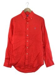 画像：長袖シャツ/XS/リネン/RED/無地