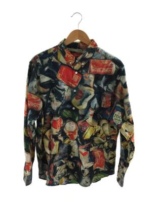 Supreme◇21ss/cans shirt/長袖シャツ/M/コットン/NVY/総柄