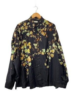 24AW/W.W.SHIRT/S/シルク/BLK/花柄//