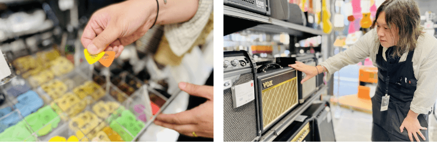 チューナー・ピックを選び、紹介する様子