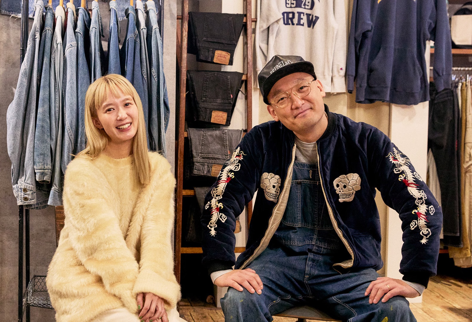 芸人”みなみかわと“モデル”柴田紗希の「嗜む古着」。セカスト原宿店で 